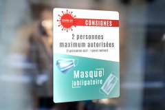 Adhésifs prévention COVID-19 masques obligatoire