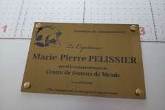 Pompier Mende plaque metal gravé